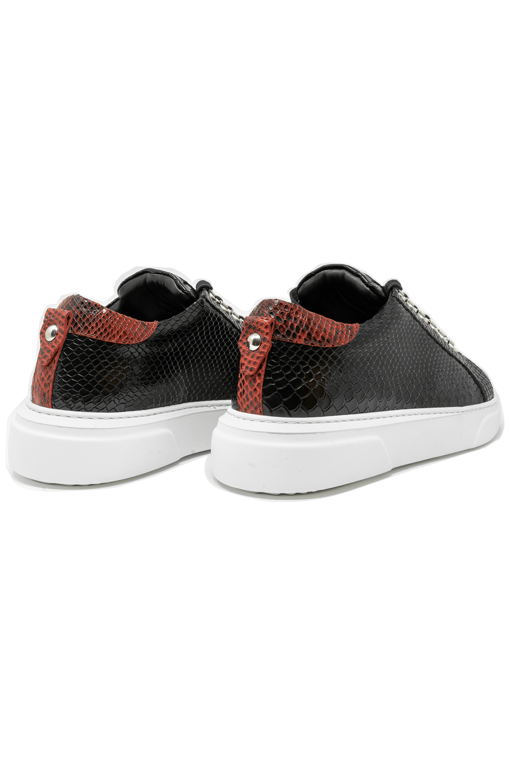 V.I.P. VII Low Black | Red Python | Woman - Giuliano Galiano | Handcrafted Luxury Sneakers Made In Italy