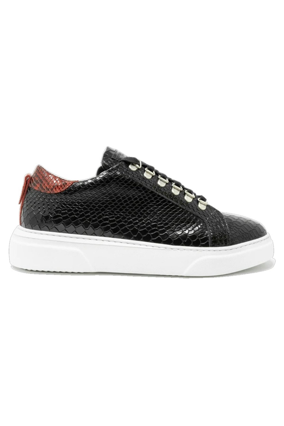 V.I.P. VII Low Black | Red Python | Woman - Giuliano Galiano | Handcrafted Luxury Sneakers Made In Italy