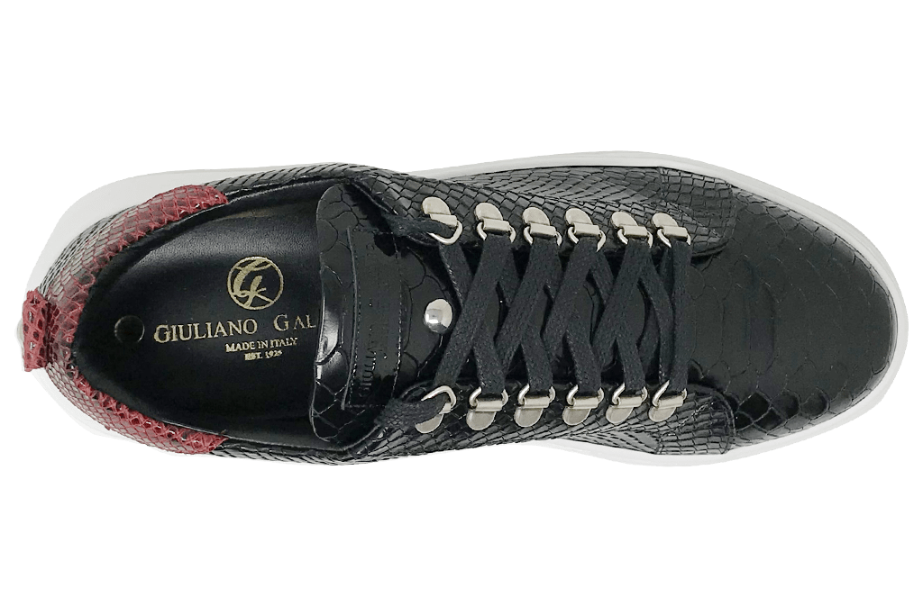 V.I.P. VII Low Black | Red Python | Woman - Giuliano Galiano | Handcrafted Luxury Sneakers Made In Italy