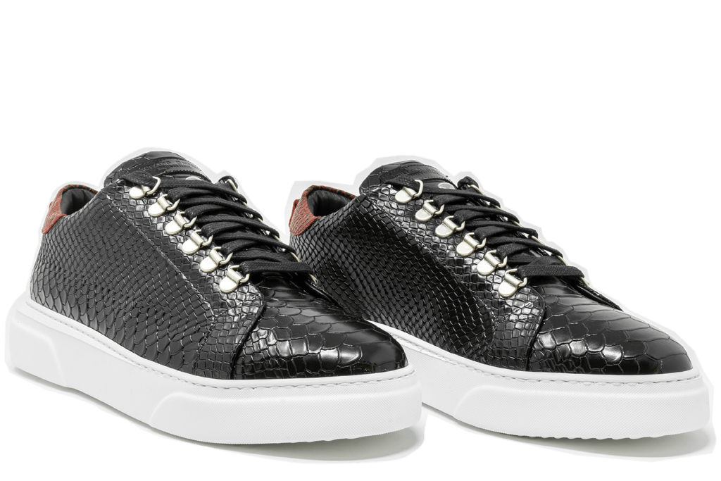 V.I.P. VII Low Black | Red Python | Woman - Giuliano Galiano | Handcrafted Luxury Sneakers Made In Italy