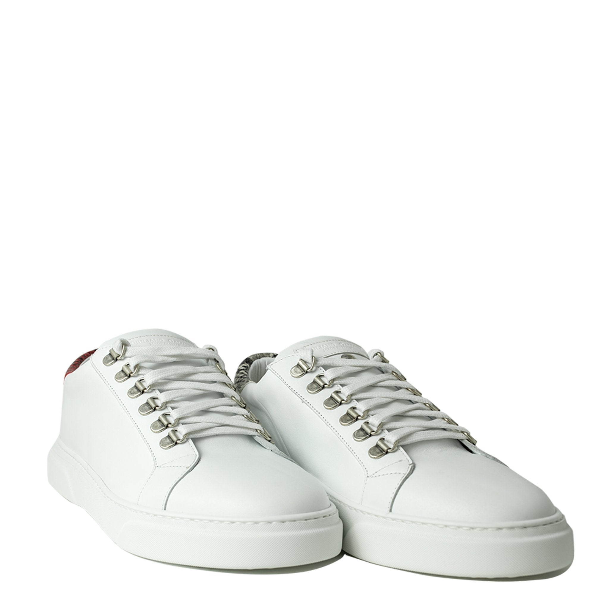 V.I.P. VII Low White | Red & Grey - Giuliano Galiano | Handcrafted Luxury Sneakers Made In Italy