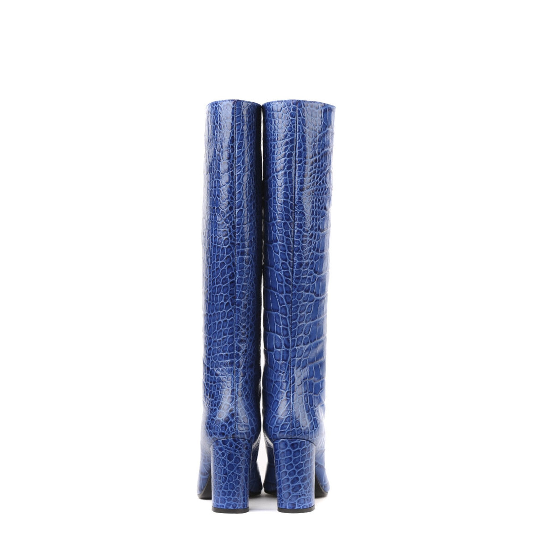 Stivali Serena | Blu | Pelle Stampa Coccodrillo