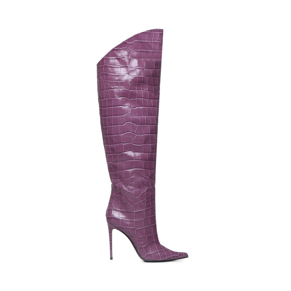 Elise High Boots | Purple | Stampa Coccodrillo | Woman