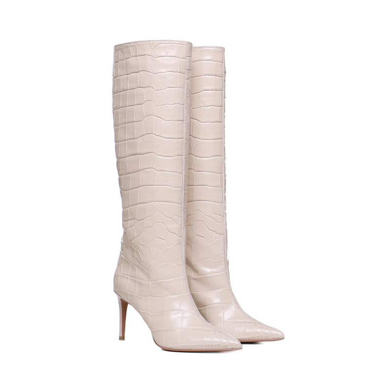 Elise High Boots | Natural | Stampa Coccodrillo | Woman