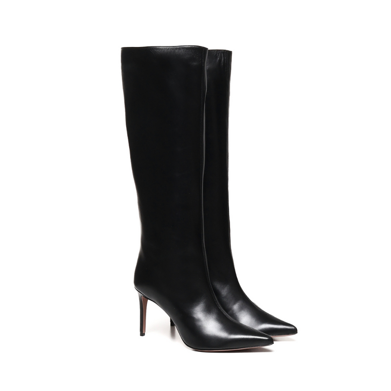 Botas Lara | Piel Repujada Cocodrilo Negro | Mujer