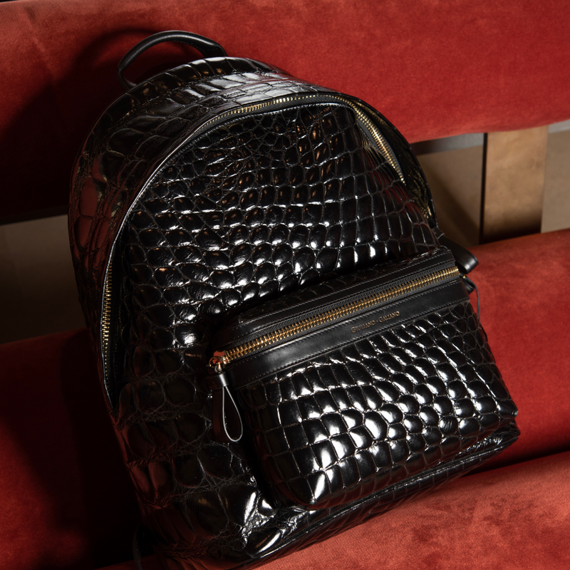 Falcon Backpack  Crocodile-Effect Embossed Leather – Giuliano Galiano