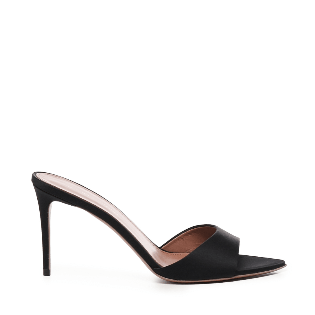 Alixia Sandal | In satin | Black - Giuliano Galiano | Handcrafted Luxury Sneakers Made In Italy