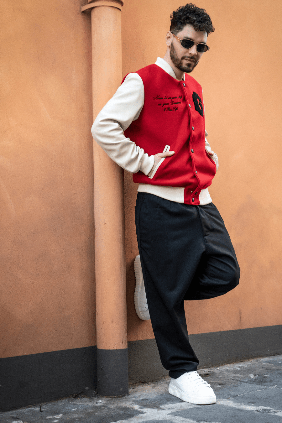 Bosslife Varsity Jacket | Red - Giuliano Galiano | Handcrafted Luxury Sneakers Made In Italy