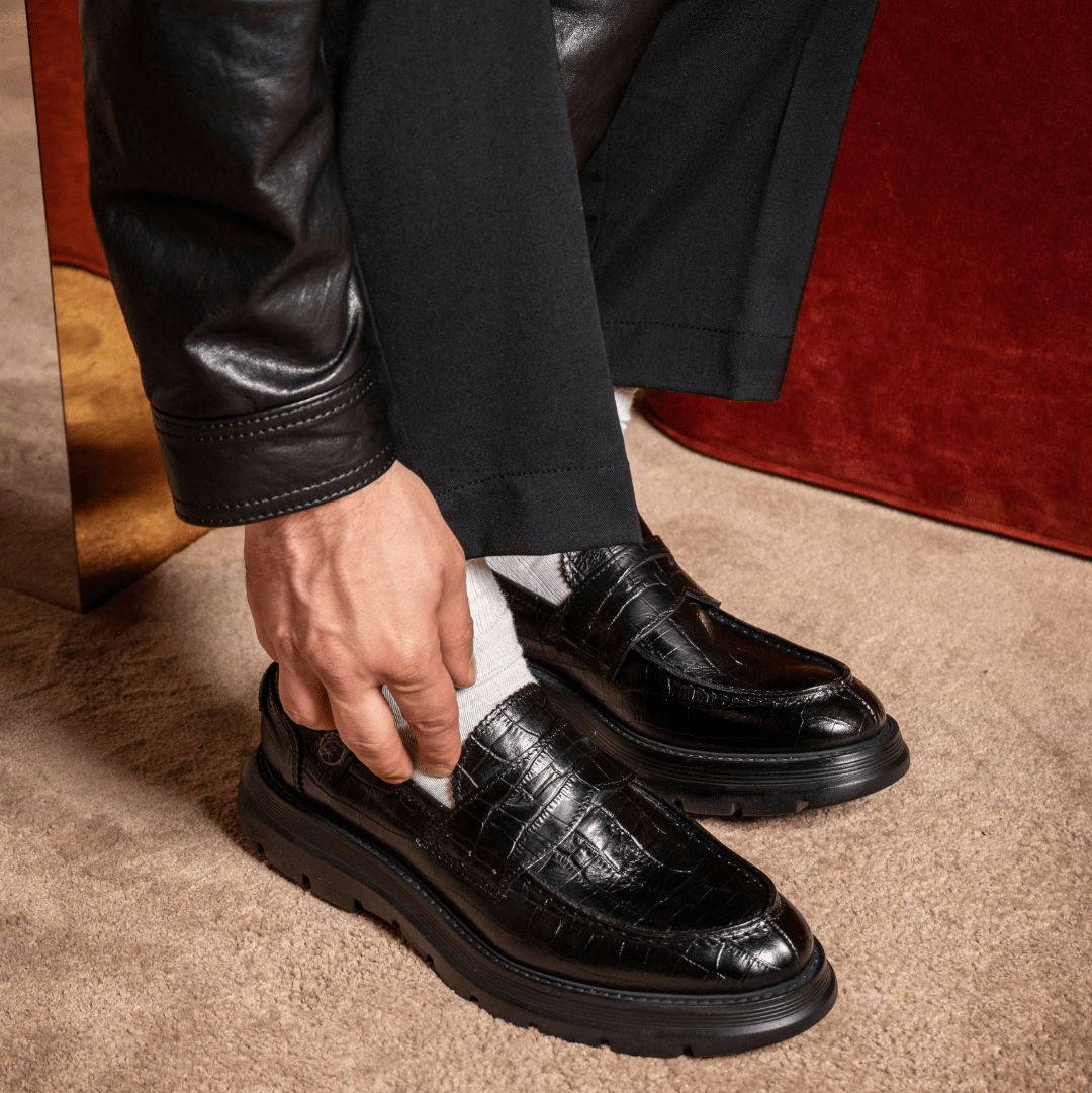 Bryan Mocassins | Black | Crocodile - Giuliano Galiano | Handcrafted Luxury Sneakers Made In Italy