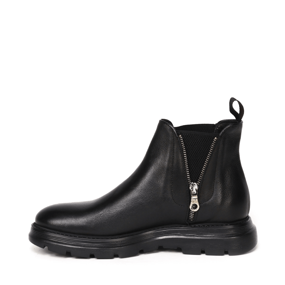 Diamond Bufalo Ankle Boots | Black | Leather - Giuliano Galiano | Handcrafted Luxury Sneakers Made In Italy
