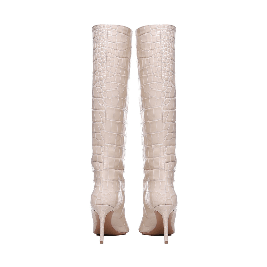 Elise High Boots | Natural | Stampa Coccodrillo | Woman - Giuliano Galiano | Handcrafted Luxury Sneakers Made In Italy