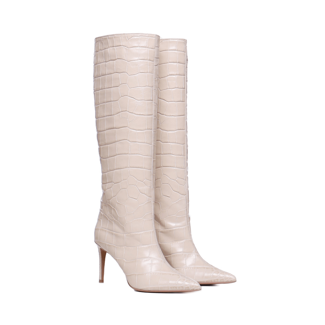 Elise High Boots | Natural | Stampa Coccodrillo | Woman - Giuliano Galiano | Handcrafted Luxury Sneakers Made In Italy