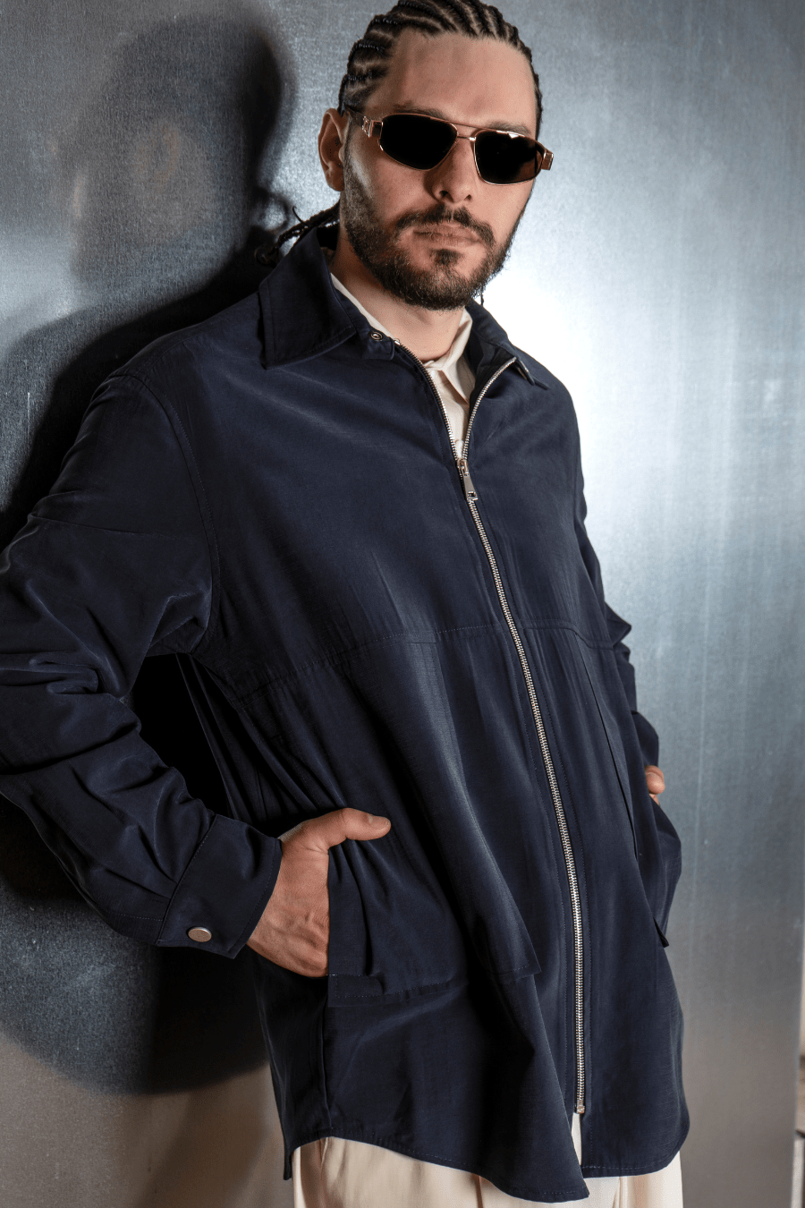 Horse Shirt | Dark blue - Giuliano Galiano | Handcrafted Luxury Sneakers Made In Italy