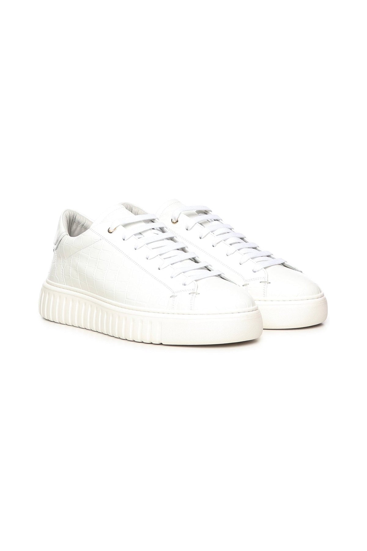 Mars | Crock Leather | White - Giuliano Galiano | Handcrafted Luxury Sneakers Made In Italy