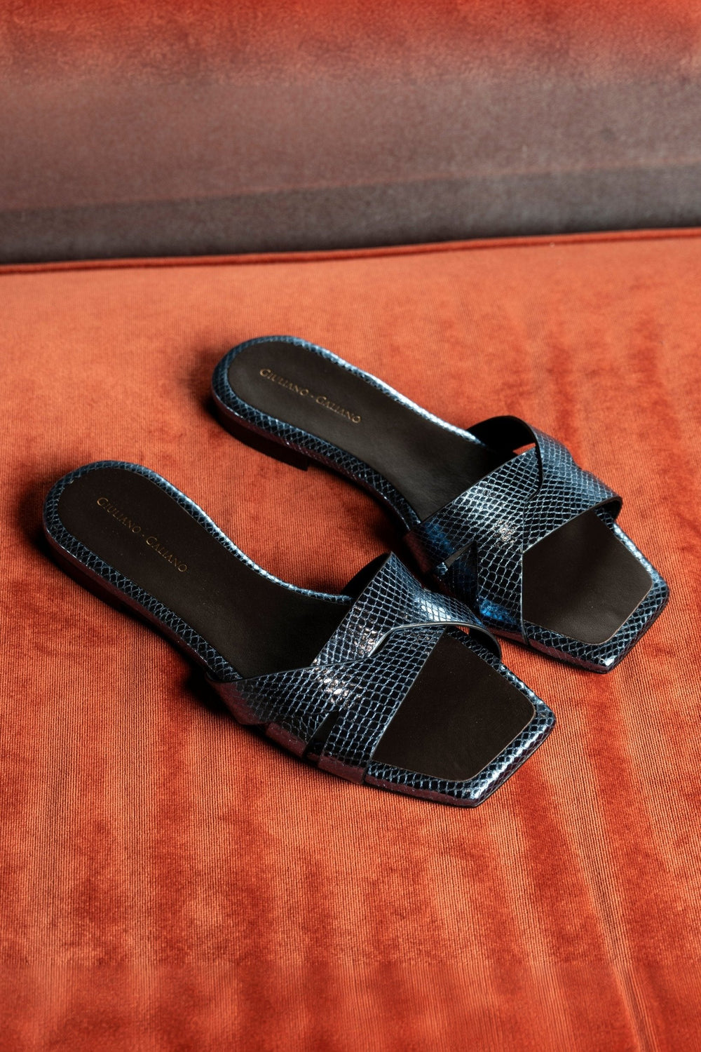 Miryam Flat Sandals | Blue - Giuliano Galiano | Handcrafted Luxury Sneakers Made In Italy