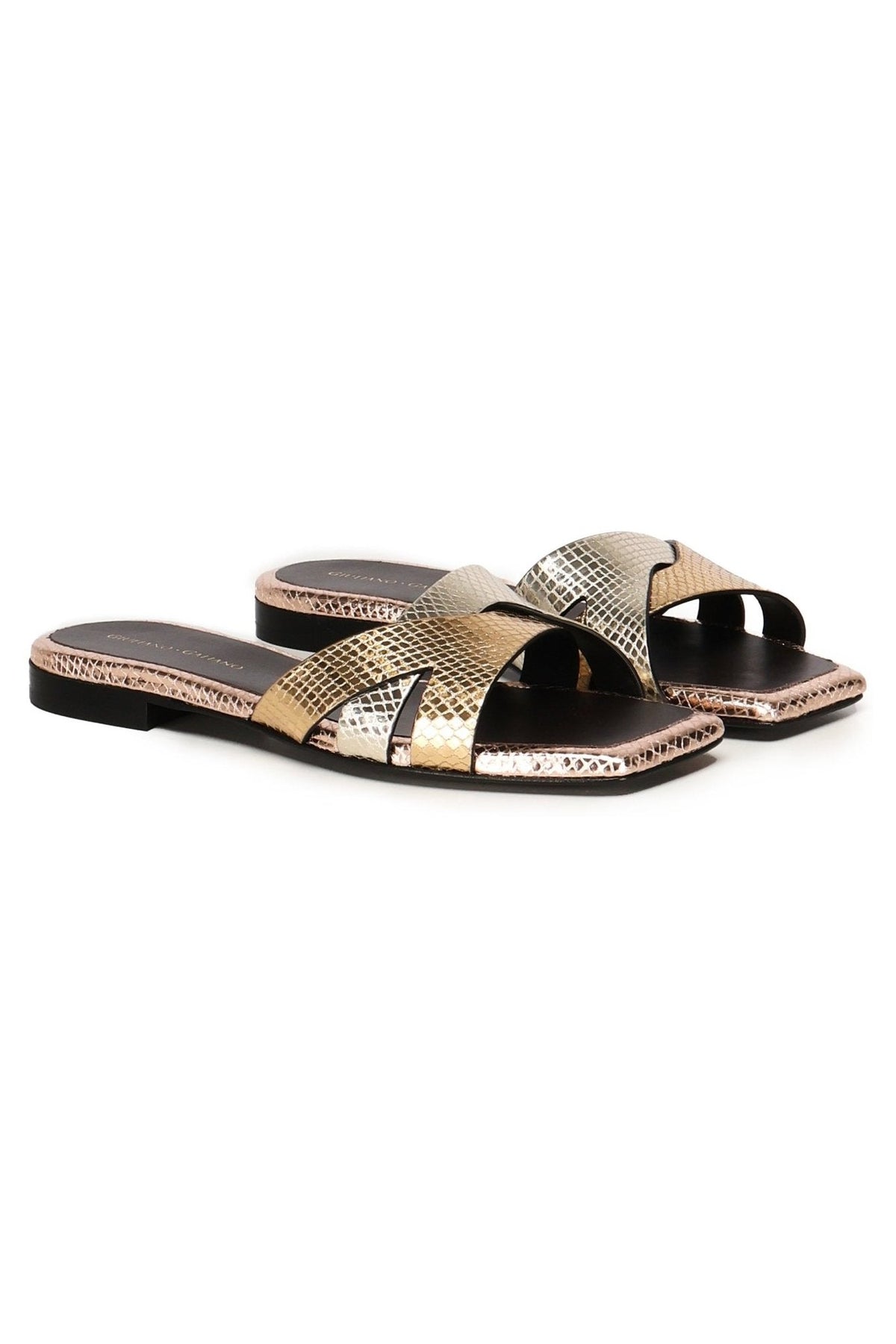 Miryam Flat Sandals | Platinum - Giuliano Galiano | Handcrafted Luxury Sneakers Made In Italy