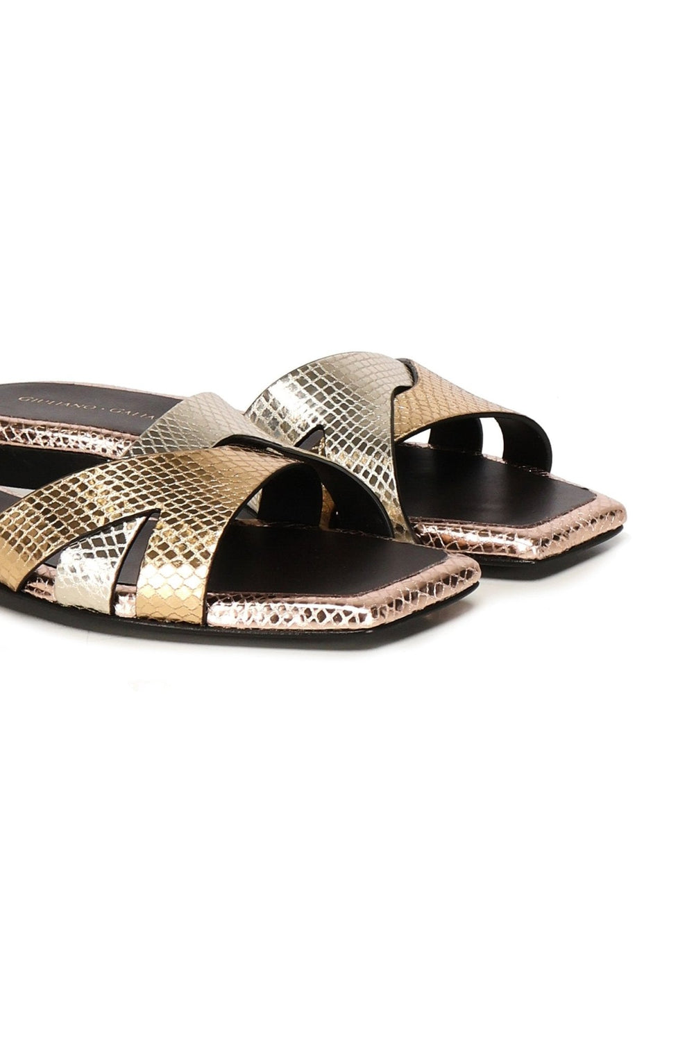 Miryam Flat Sandals | Platinum - Giuliano Galiano | Handcrafted Luxury Sneakers Made In Italy
