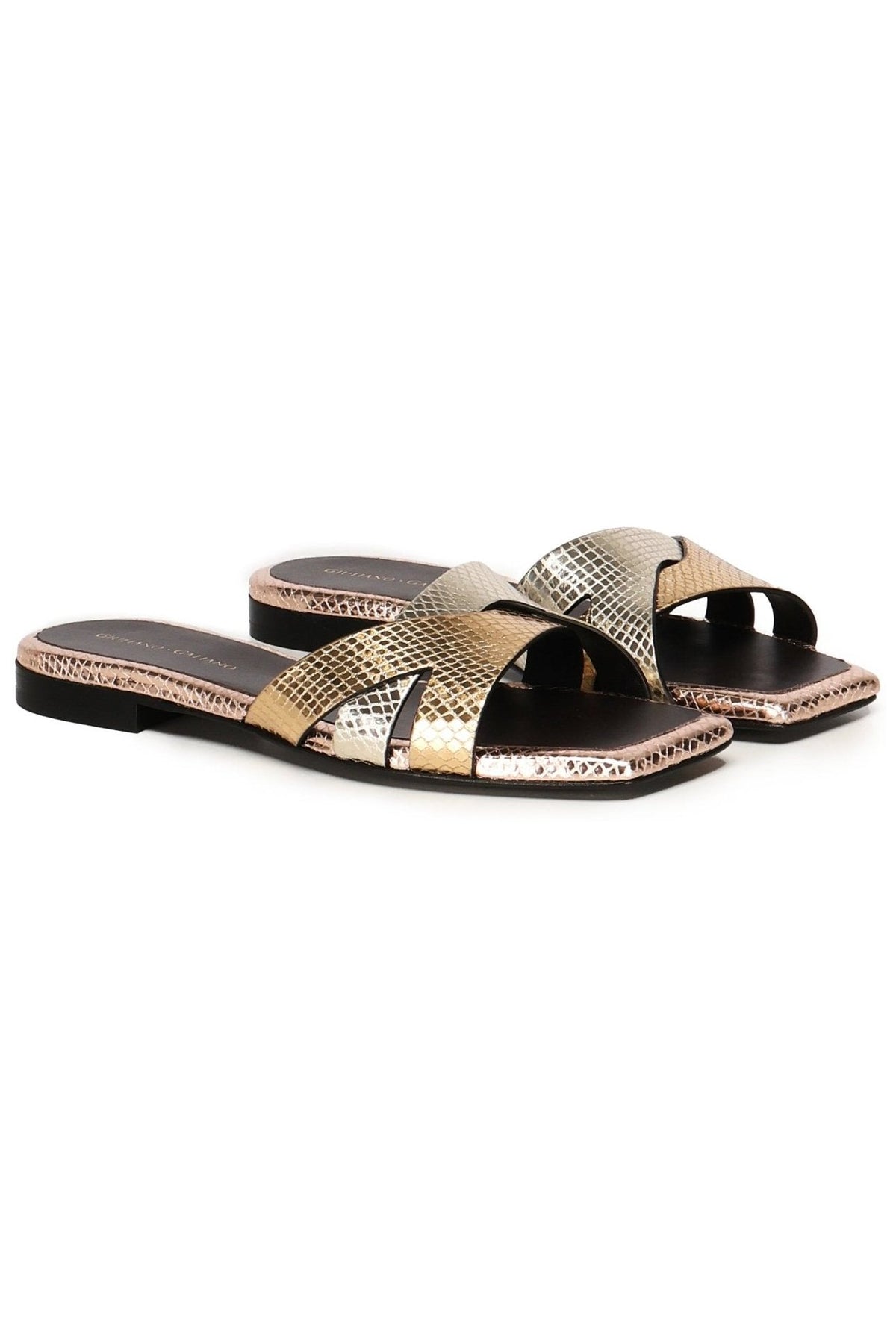 Miryam Flat Sandals | Platinum - Giuliano Galiano | Handcrafted Luxury Sneakers Made In Italy