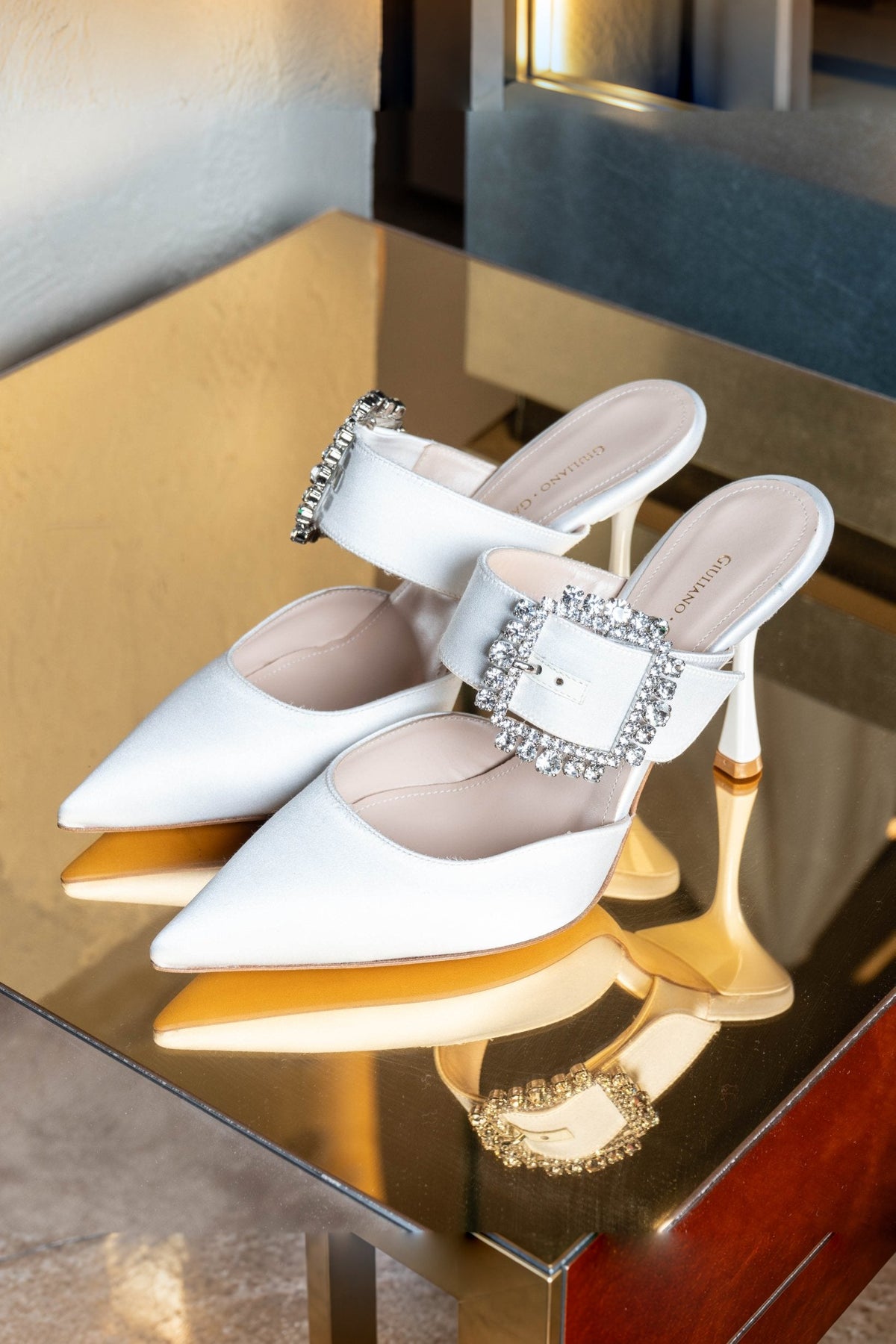 Mules Alena | White - Giuliano Galiano | Handcrafted Luxury Sneakers Made In Italy