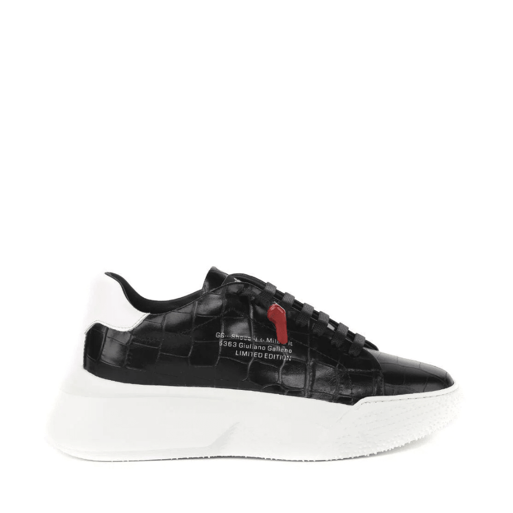 Nemesis Black | Black Croc Style | Woman - Giuliano Galiano | Handcrafted Luxury Sneakers Made In Italy