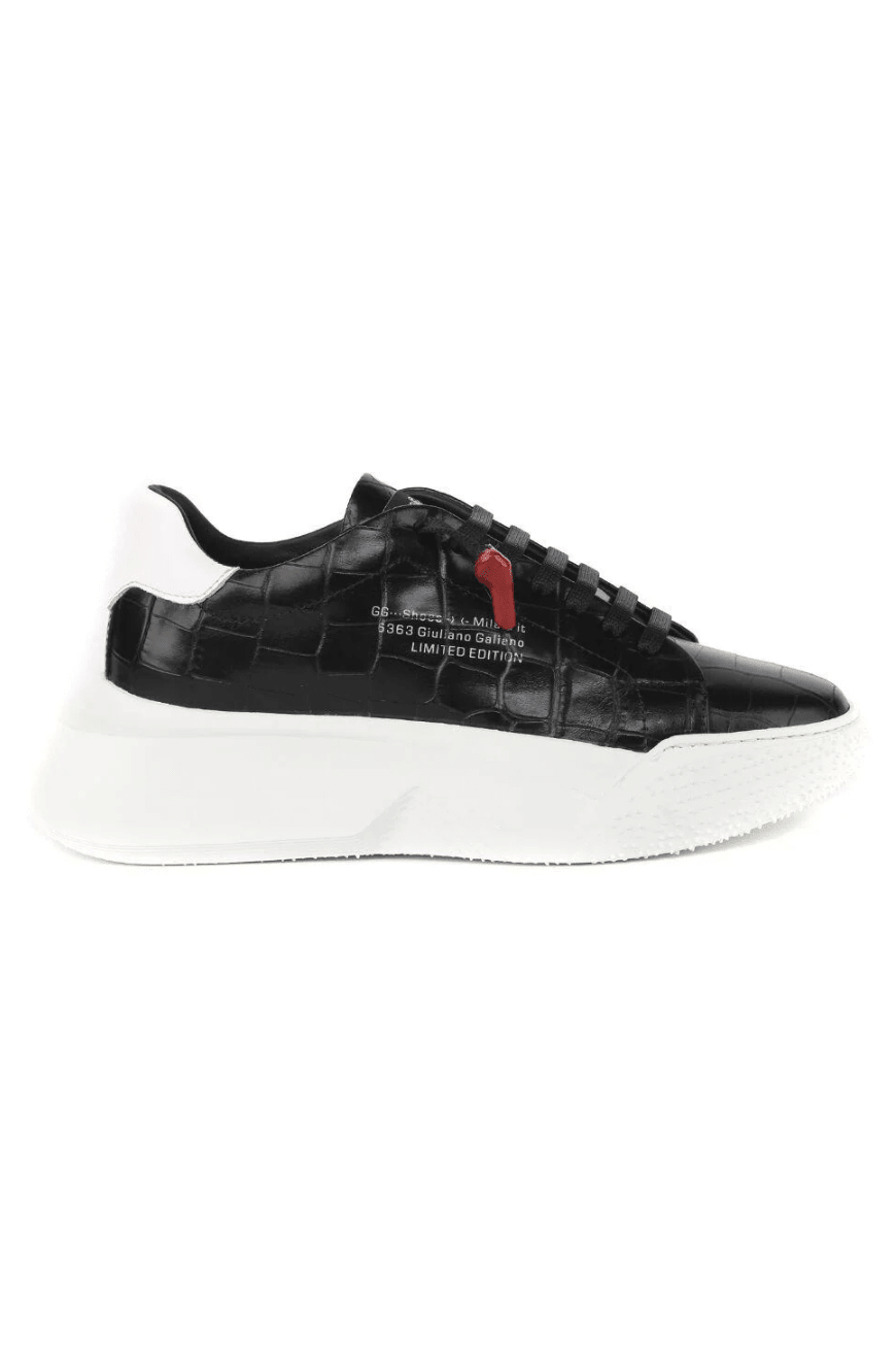 Nemesis Black | Black Croc Style | Woman - Giuliano Galiano | Handcrafted Luxury Sneakers Made In Italy