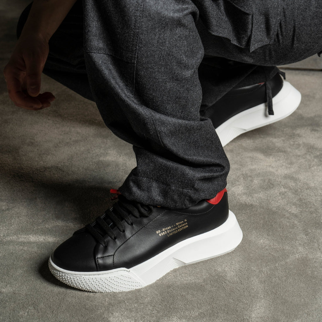 Nemesis Black | Red Leather - Giuliano Galiano | Handcrafted Luxury Sneakers Made In Italy