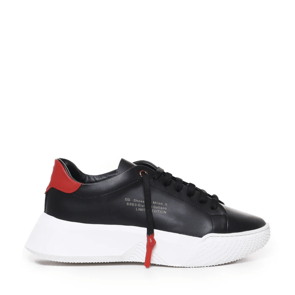 Nemesis Black | Red Leather - Giuliano Galiano | Handcrafted Luxury Sneakers Made In Italy