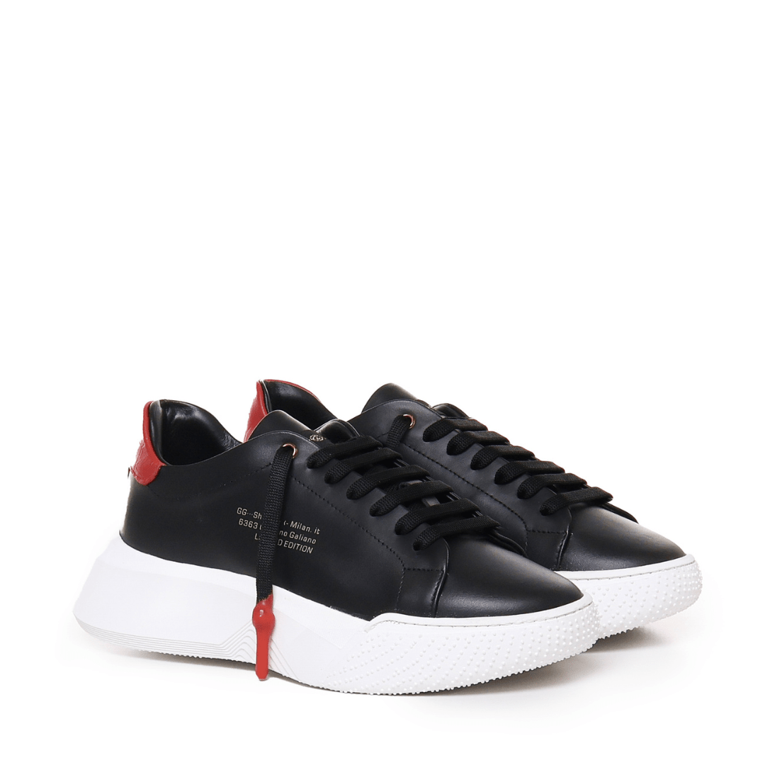Nemesis Black | Red Leather - Giuliano Galiano | Handcrafted Luxury Sneakers Made In Italy