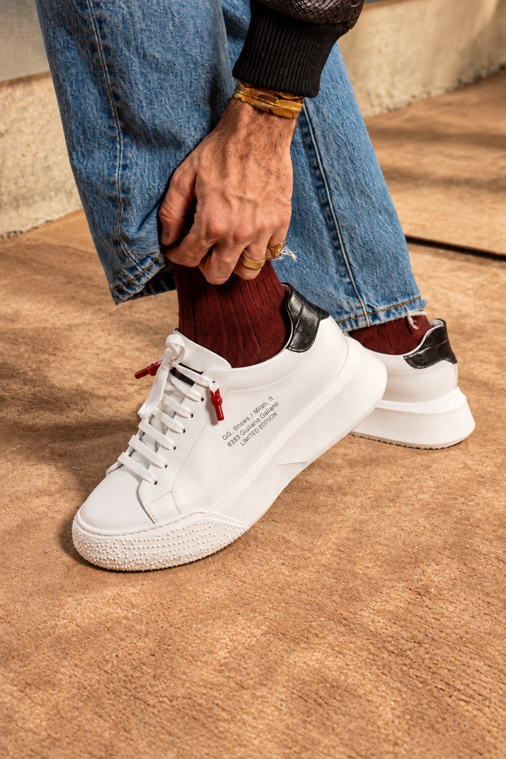 Nemesis White | Black - Giuliano Galiano | Handcrafted Luxury Sneakers Made In Italy