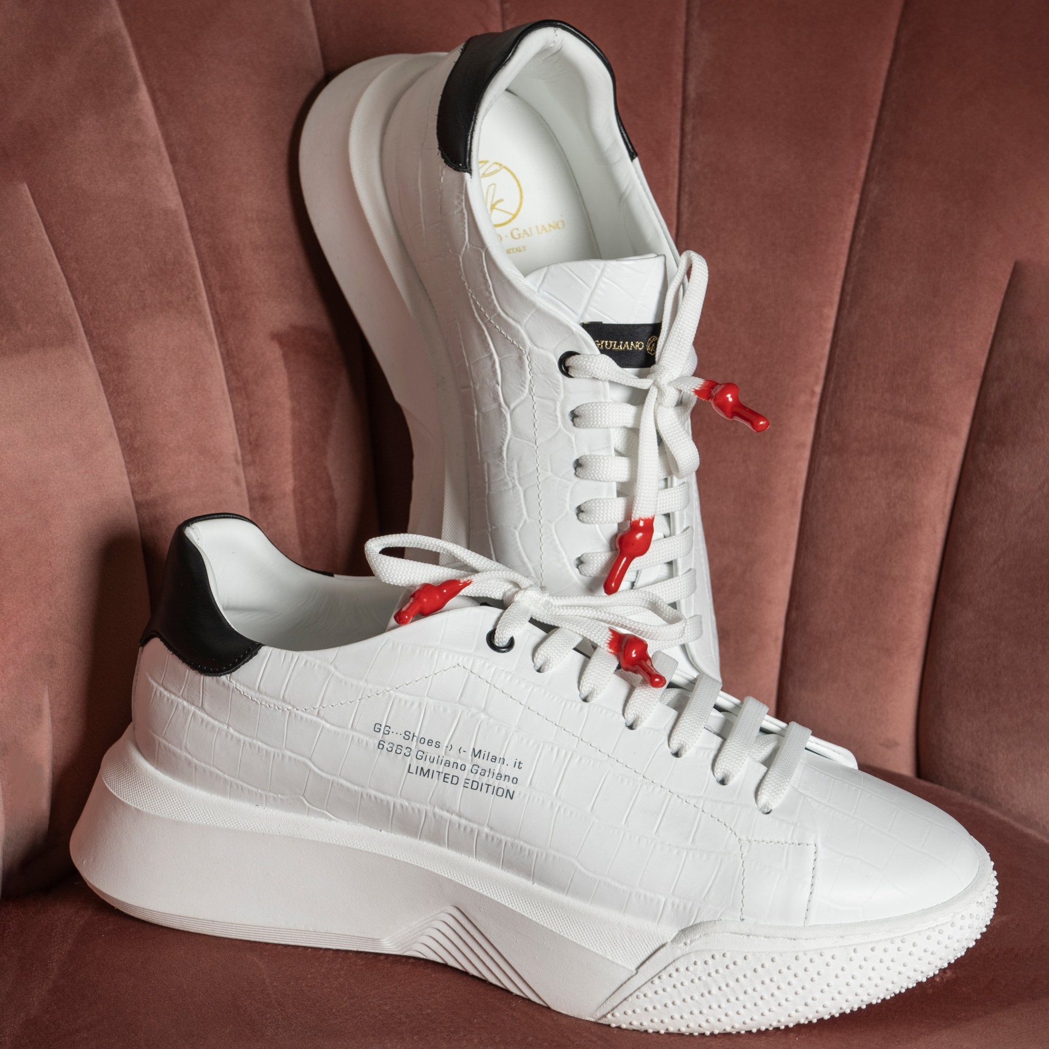 Nemesis White | Croc | Black - Giuliano Galiano | Handcrafted Luxury Sneakers Made In Italy