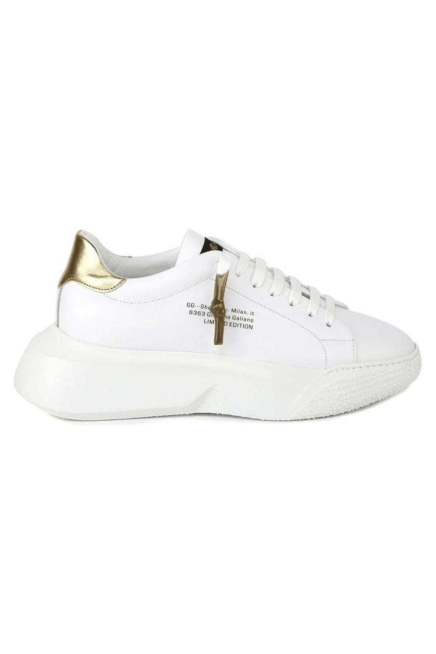 Nemesis White | Gold | Nappa - Giuliano Galiano | Handcrafted Luxury Sneakers Made In Italy