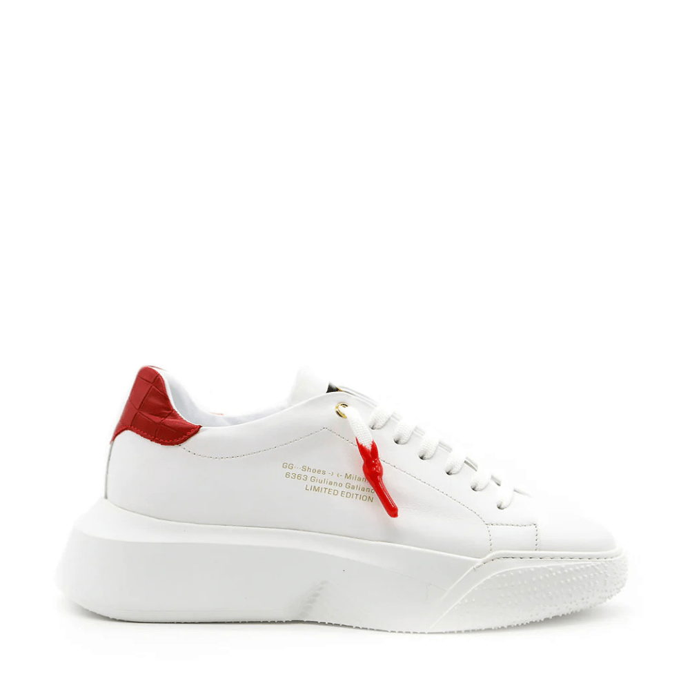 Nemesis White | Red Leather | Woman - Giuliano Galiano | Handcrafted Luxury Sneakers Made In Italy