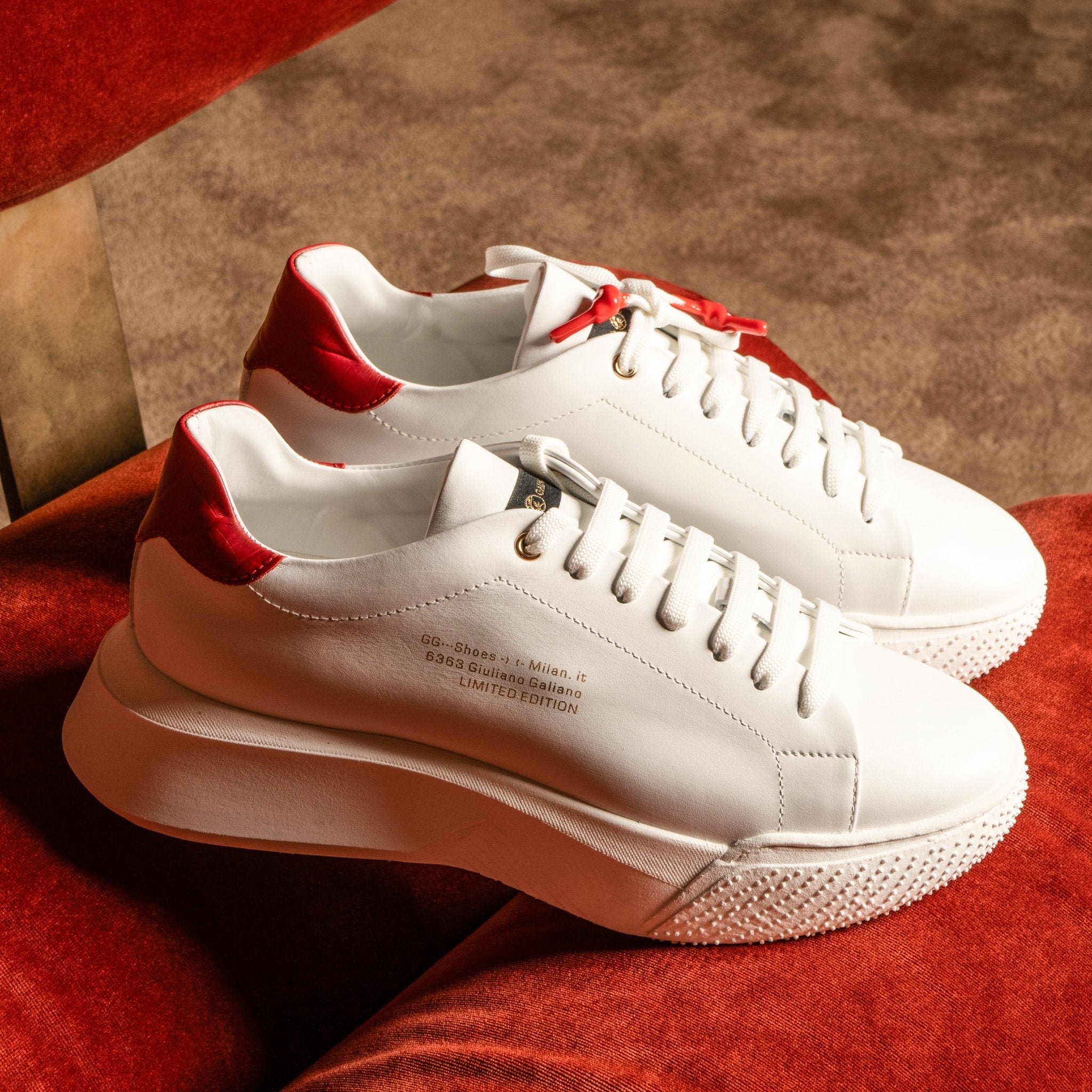 Nemesis White | Red | Limited for Ozuna - Giuliano Galiano | Handcrafted Luxury Sneakers Made In Italy