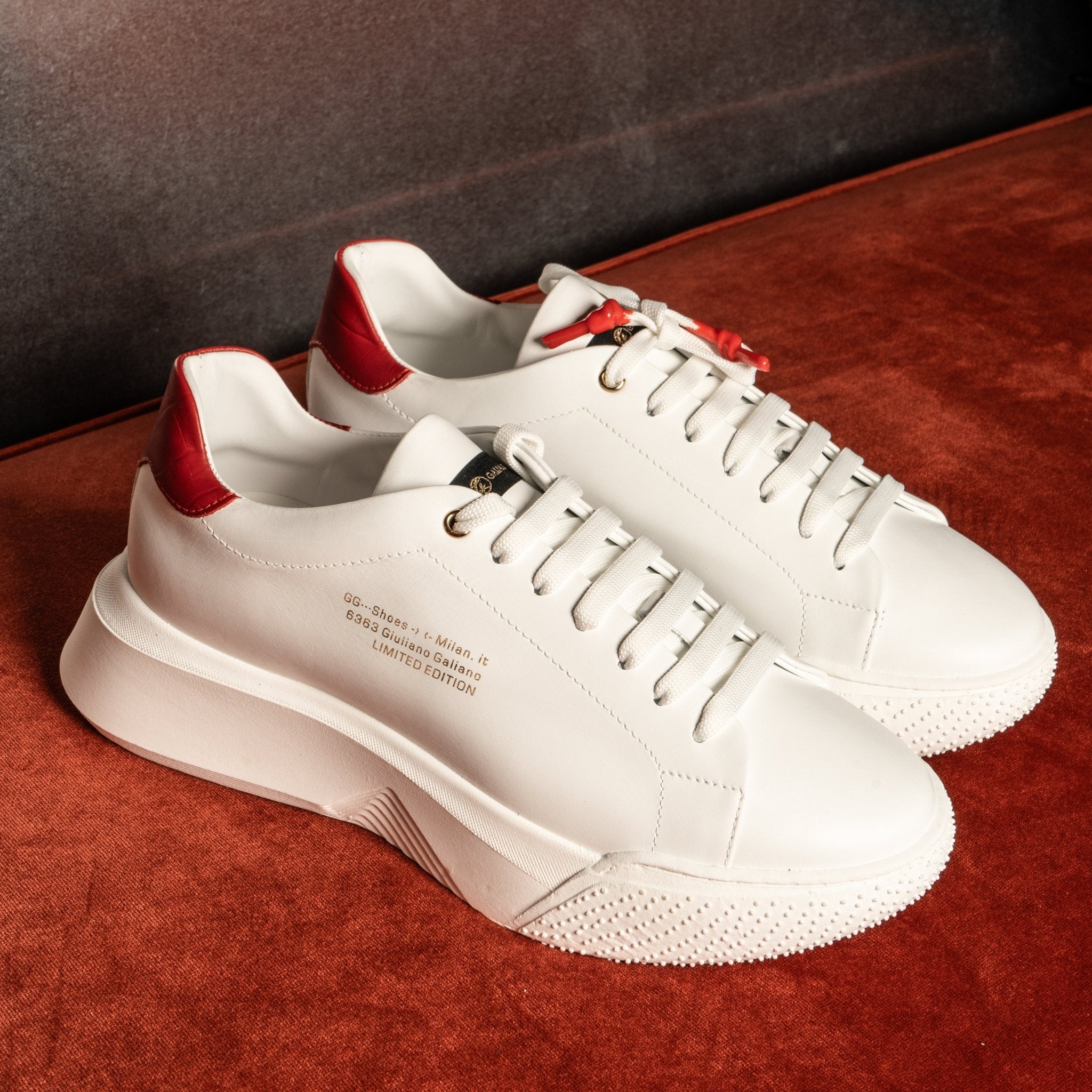 Nemesis White | Red | Limited for Ozuna - Giuliano Galiano | Handcrafted Luxury Sneakers Made In Italy