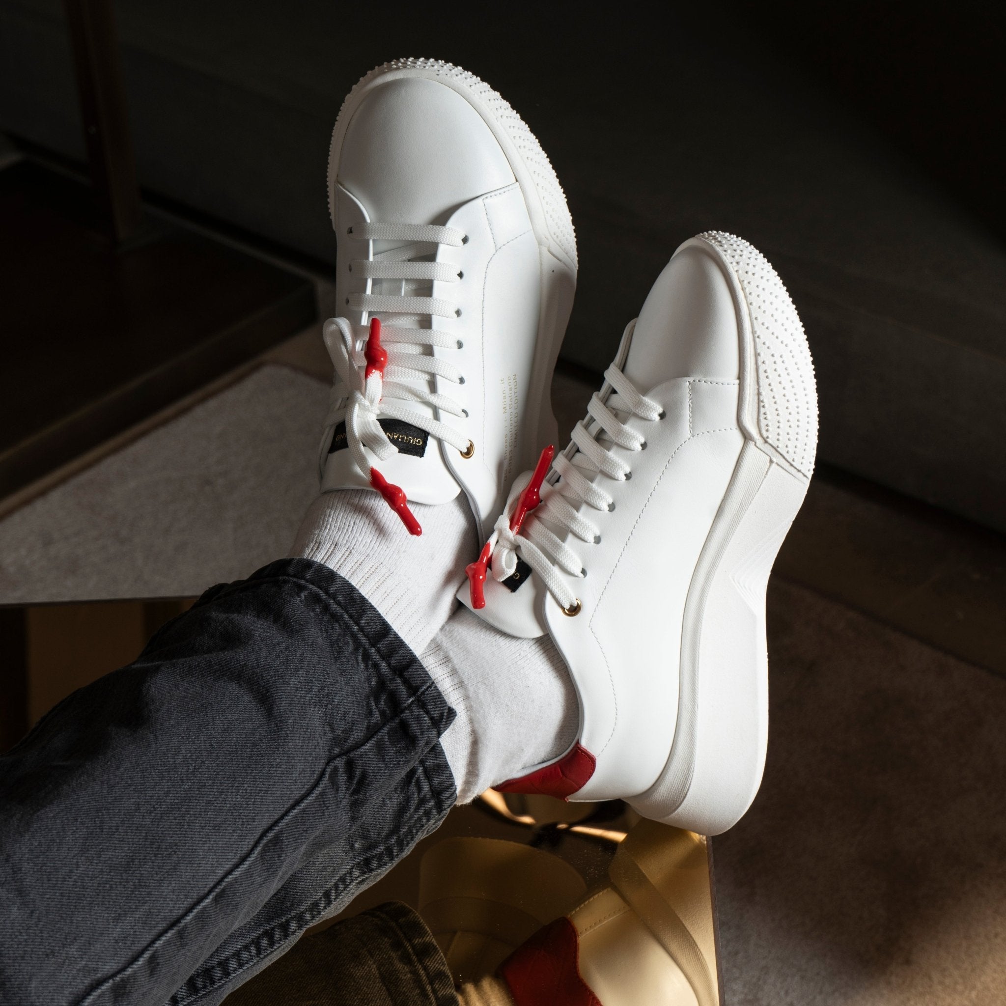 Nemesis White | Red | Limited for Ozuna - Giuliano Galiano | Handcrafted Luxury Sneakers Made In Italy