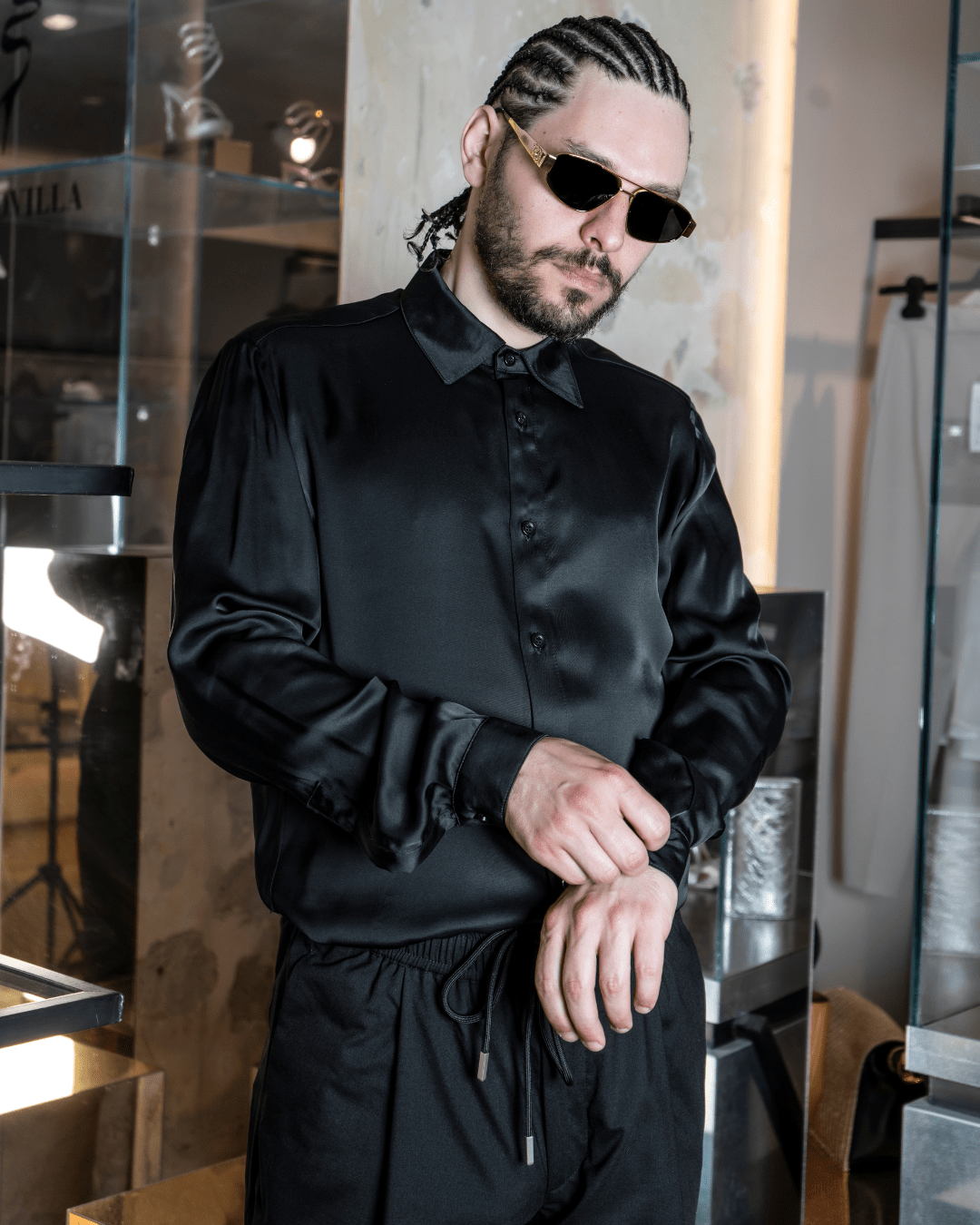 Shike Shirt | Black - Giuliano Galiano | Handcrafted Luxury Sneakers Made In Italy