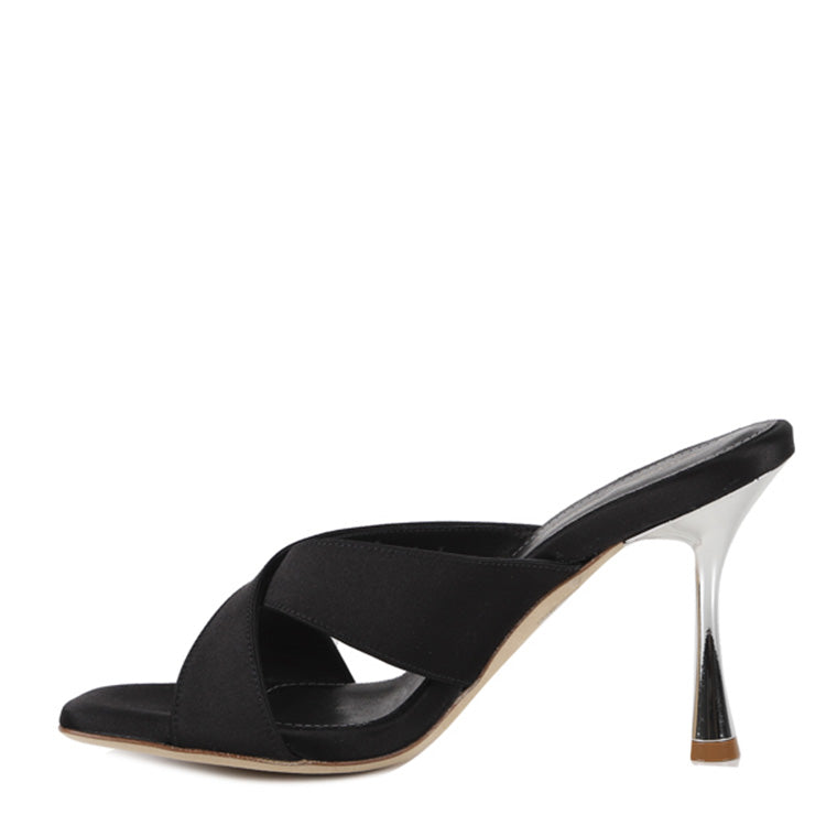 Sandali Edina | Satin | Nero