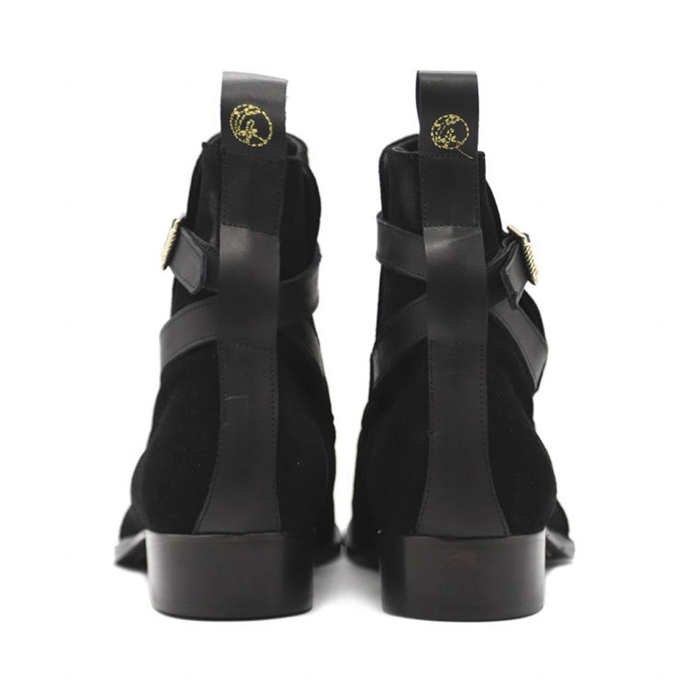 Bottes de la cheville | Cuir en daim noir
