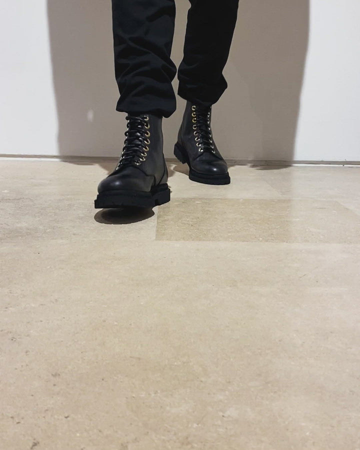 Botines | Cremallera múltiple | Cuero negro