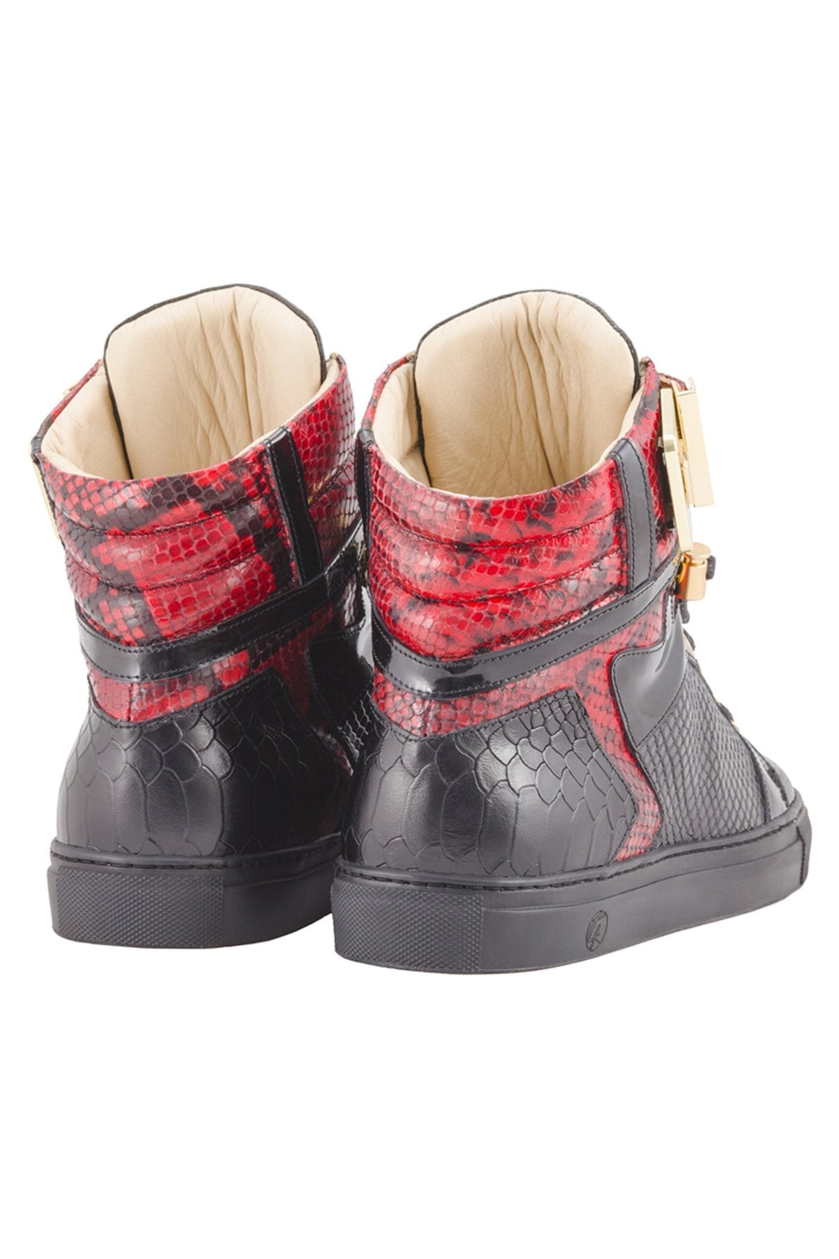 Black Soul Black | Red | Python | Limited Edition - Giuliano Galiano | Handcrafted Luxury Sneakers Made In Italy