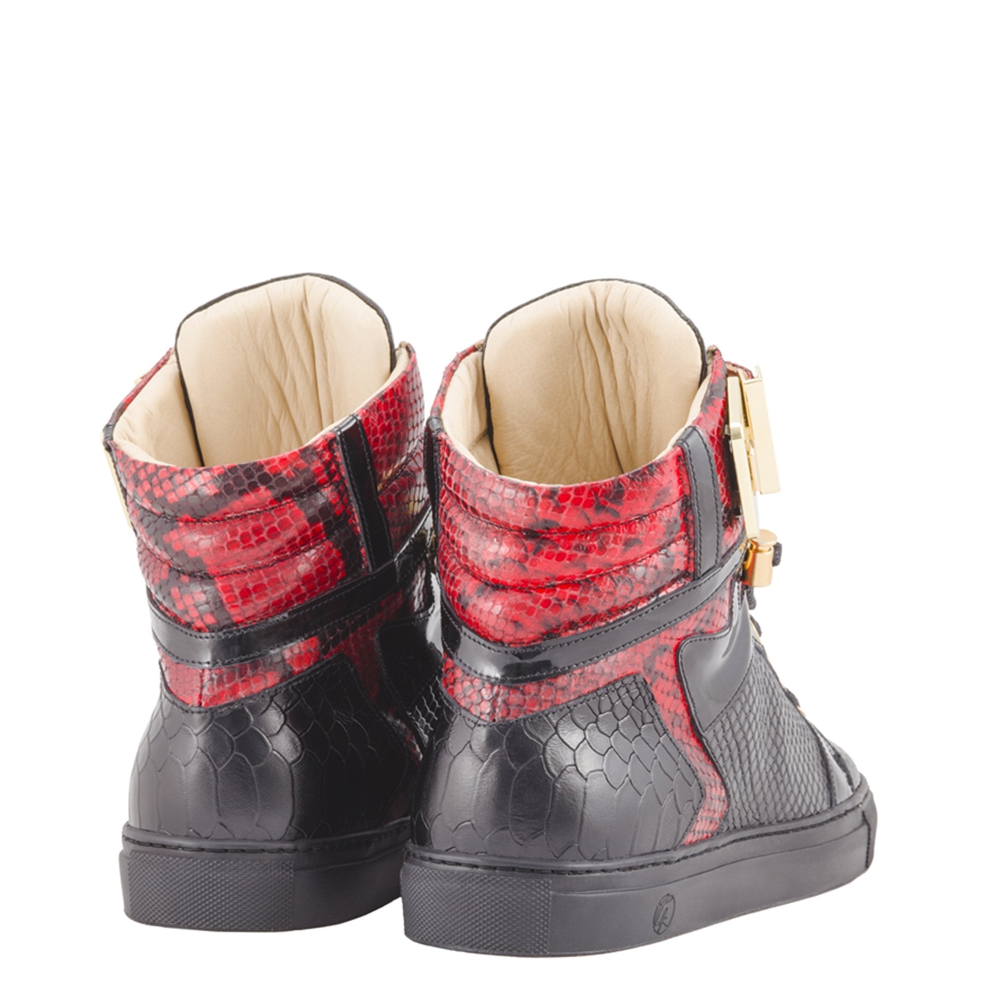 Black Soul Black | Red | Python | Limited Edition - Giuliano Galiano | Handcrafted Luxury Sneakers Made In Italy