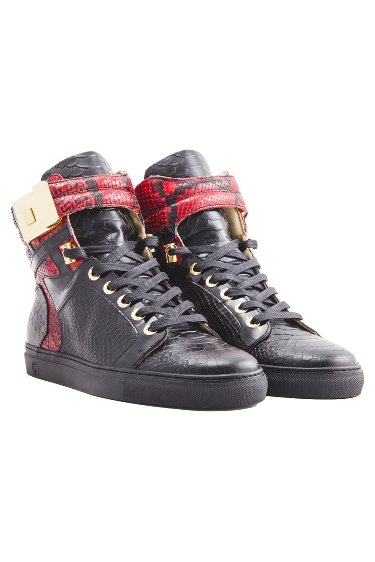 Black Soul Black | Red | Python | Limited Edition - Giuliano Galiano | Handcrafted Luxury Sneakers Made In Italy