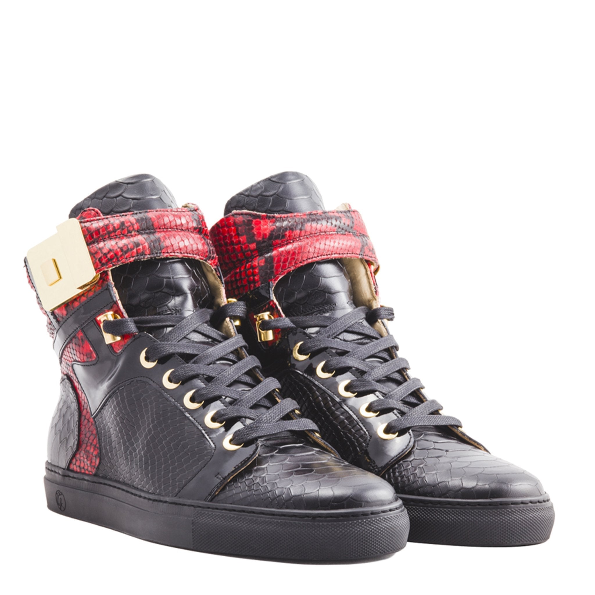 Black Soul Black | Red | Python | Limited Edition - Giuliano Galiano | Handcrafted Luxury Sneakers Made In Italy