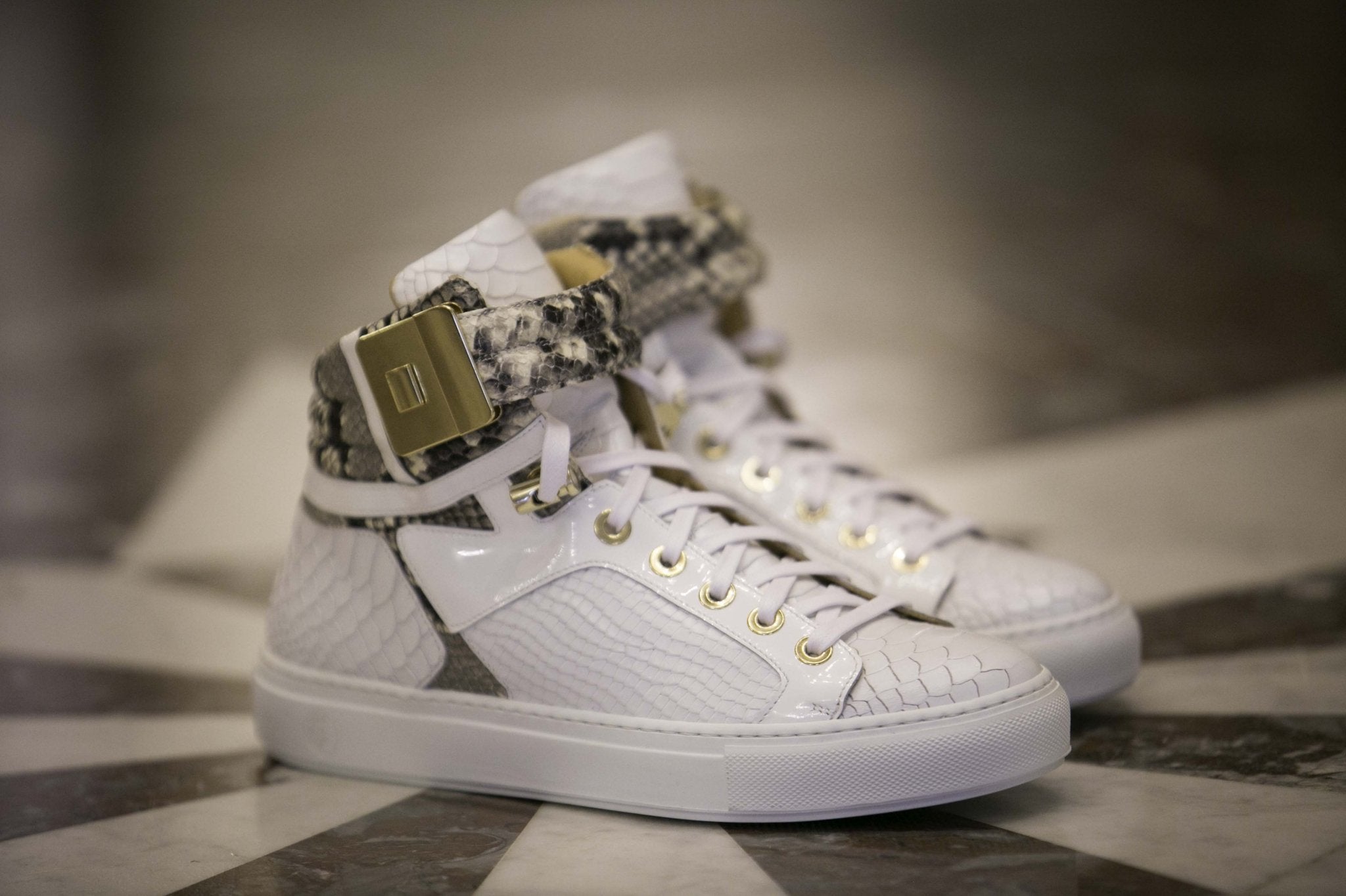 Black Soul II White | Grey | Python | Limited Edition - Giuliano Galiano | Handcrafted Luxury Sneakers Made In Italy