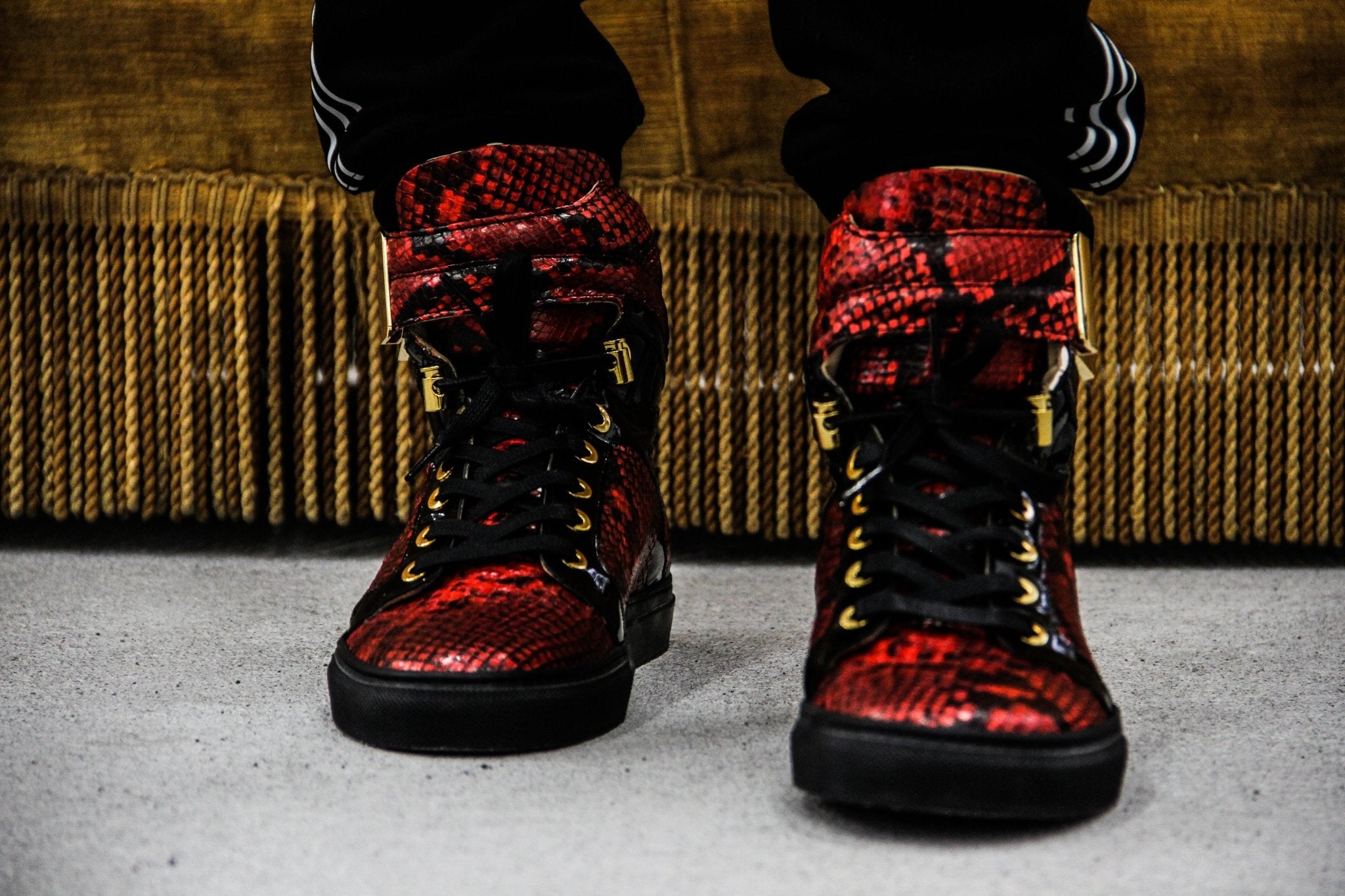 Black Soul Red | Black | Python Mat for NEYMAR | Limited Edition - Giuliano Galiano | Handcrafted Luxury Sneakers Made In Italy