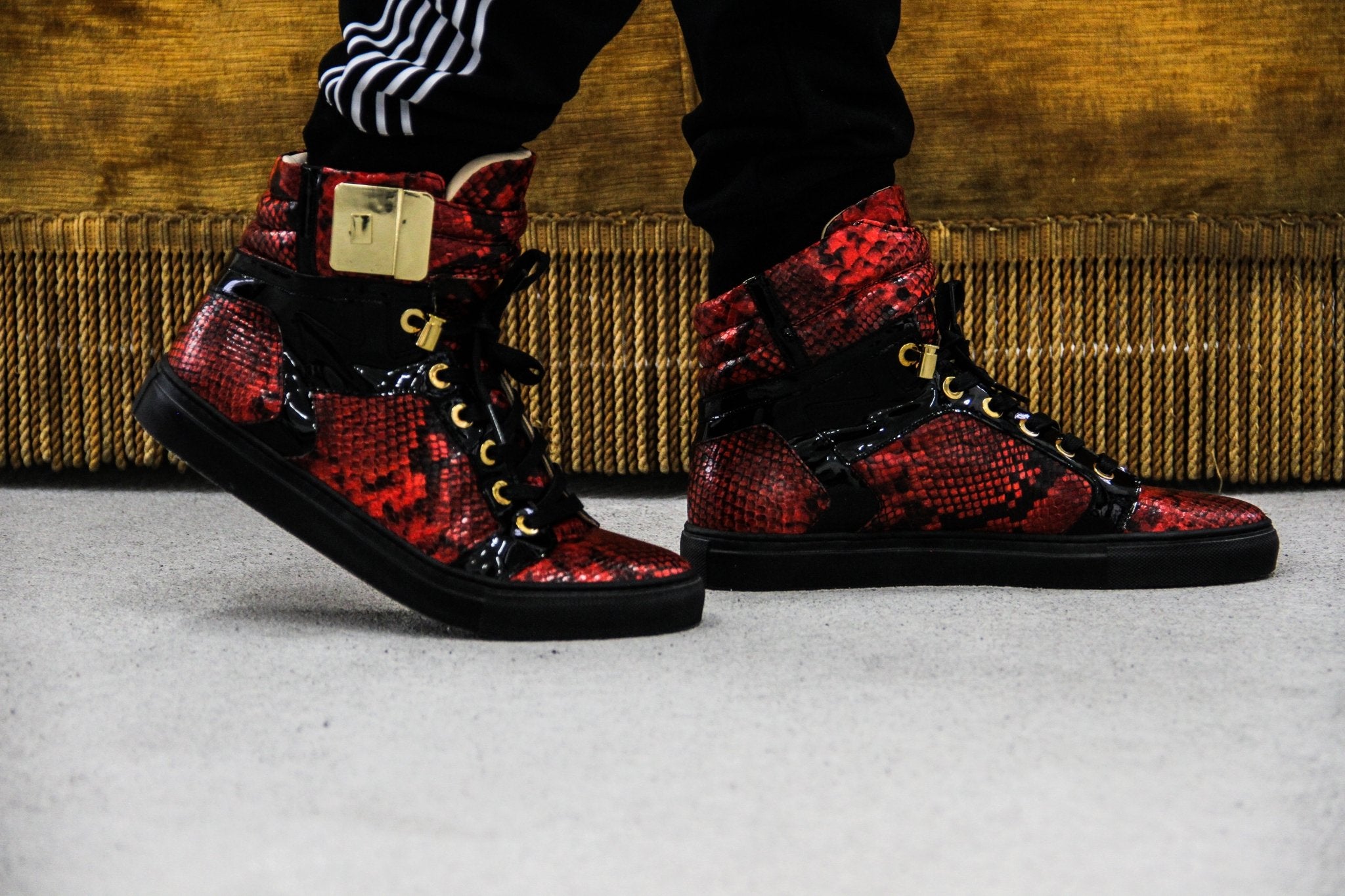 Black Soul Red | Black | Python Mat for NEYMAR | Limited Edition - Giuliano Galiano | Handcrafted Luxury Sneakers Made In Italy