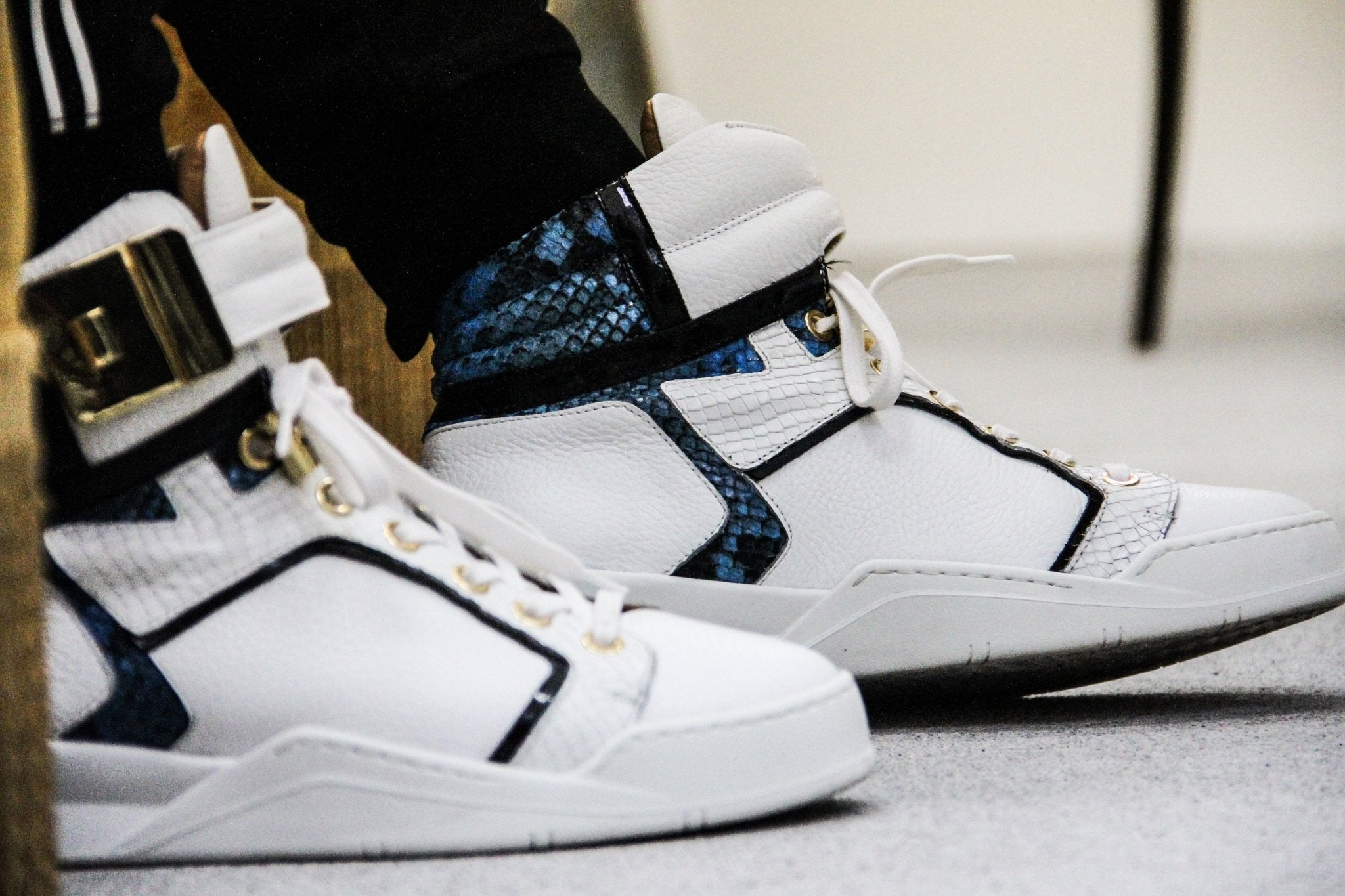 Black Soul White | Blue | Leather | Limited Edition - Giuliano Galiano | Handcrafted Luxury Sneakers Made In Italy