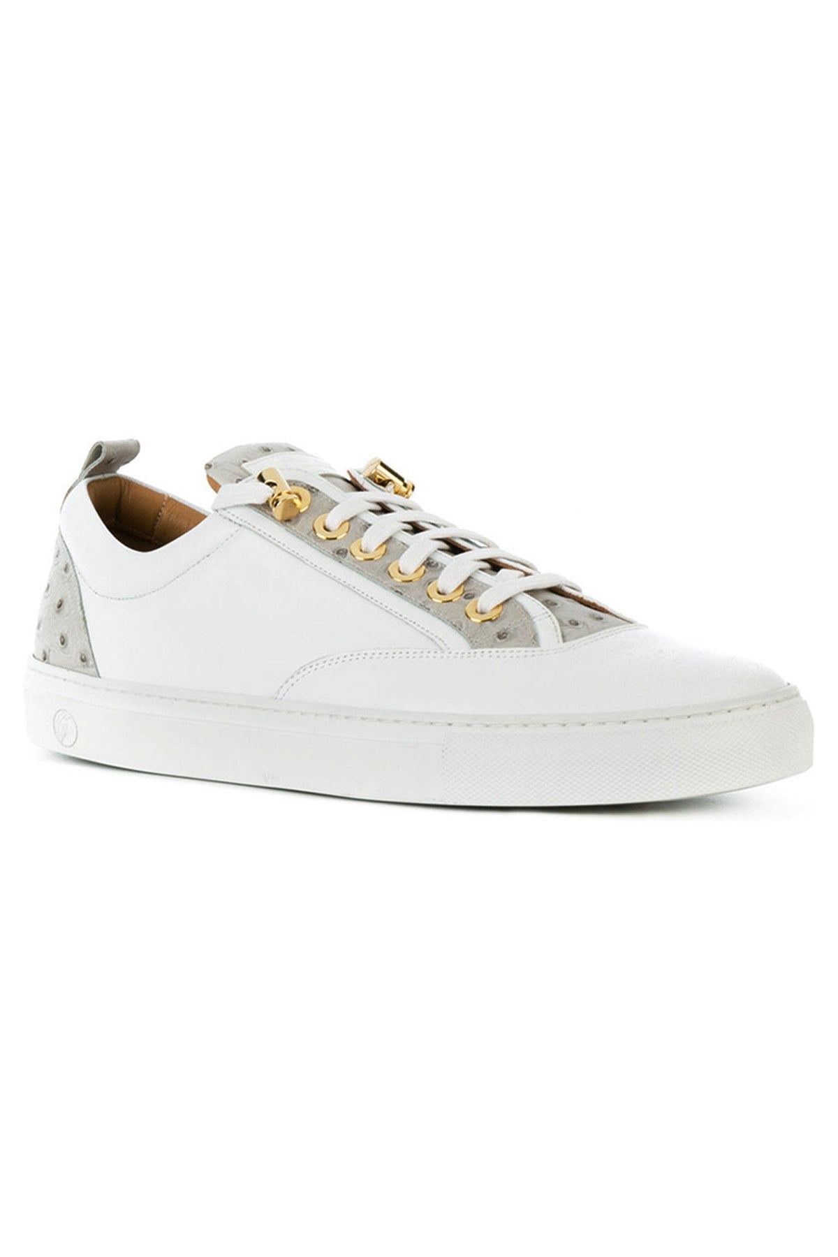 Caviar Low White | White | Ostrich | Limited Edition - Giuliano Galiano | Handcrafted Luxury Sneakers Made In Italy