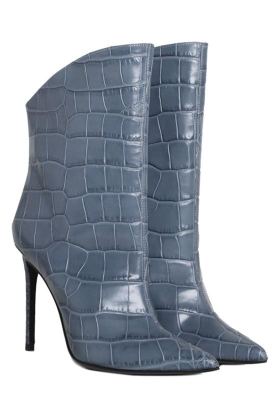 Elise Boots | Petrolio | Croc Style | Woman - Giuliano Galiano | Handcrafted Luxury Sneakers Made In Italy