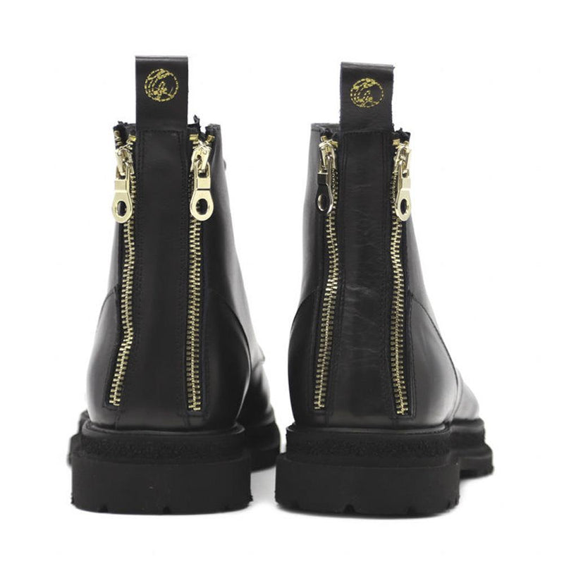 Ankle Boots | Multi-Zip | Black Leather